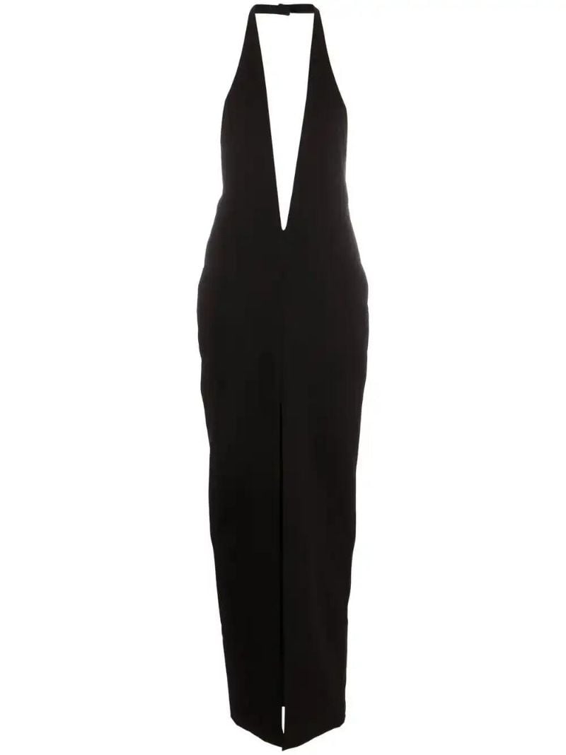 Halterneck Plunging-neckline Gown