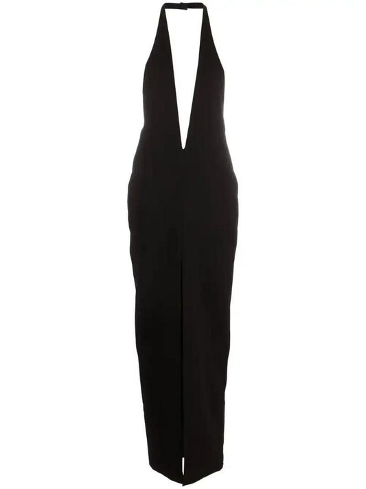 Halterneck Plunging-neckline Gown