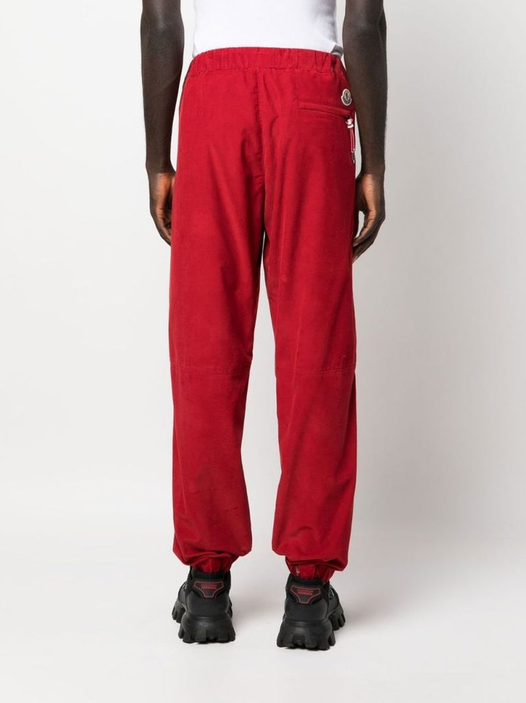 Red Colourblock Corduroy Track Pants
