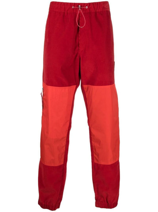 Red Colourblock Corduroy Track Pants