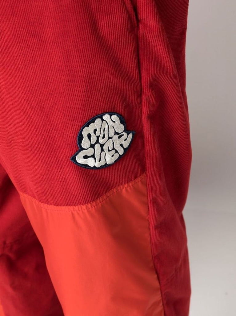 Red Colourblock Corduroy Track Pants