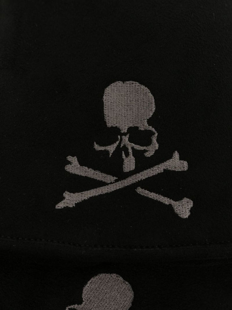Black Embroidered Skull Gloves