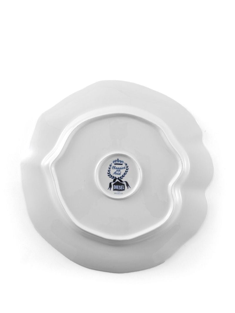 X Diesel White Living Spanish Maiolica Porcelain Plate