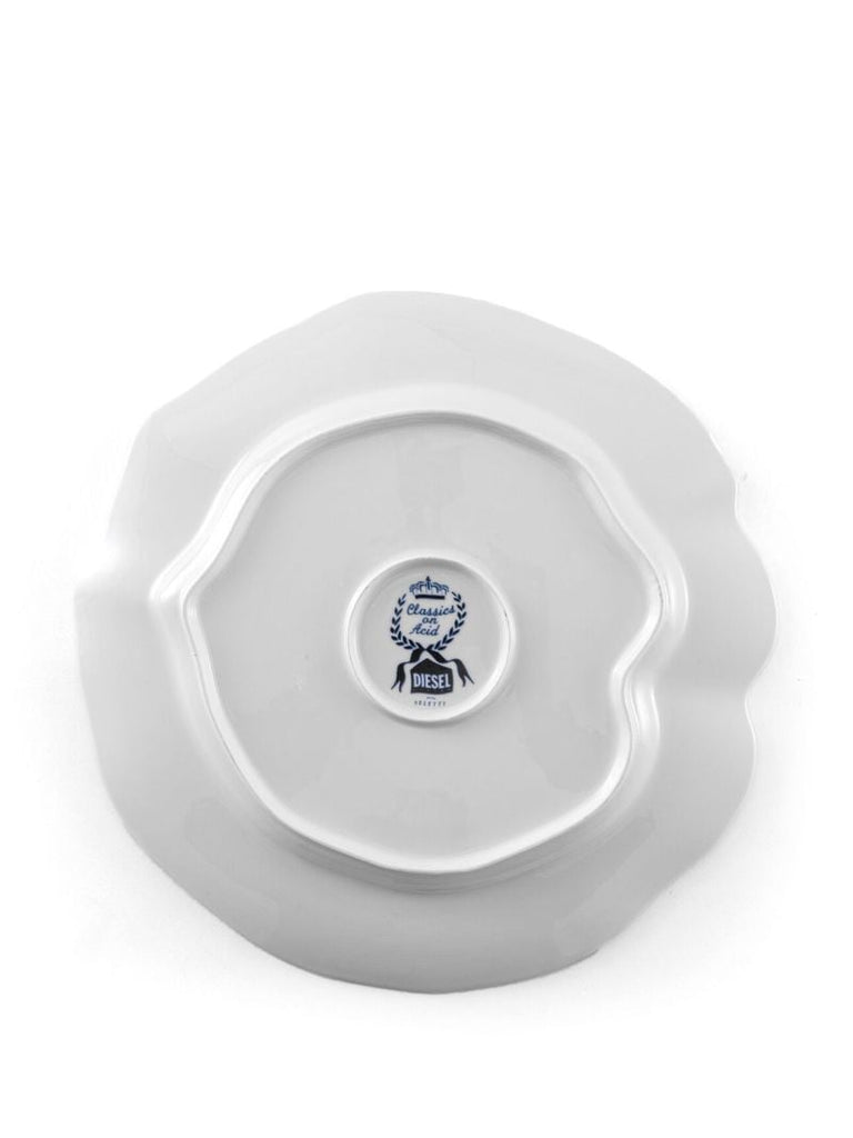 X Diesel White Living Spanish Maiolica Porcelain Plate
