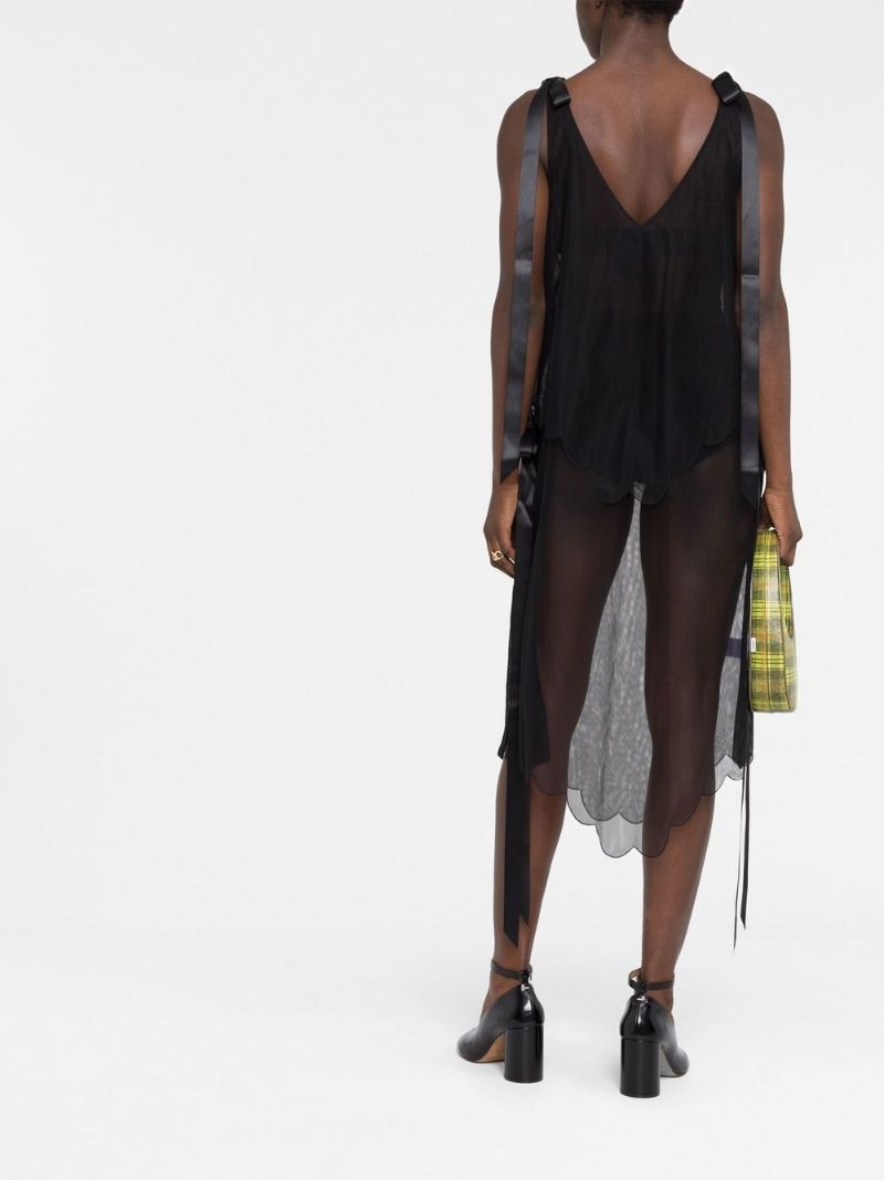 Black Embellished Sheer Midi Dress