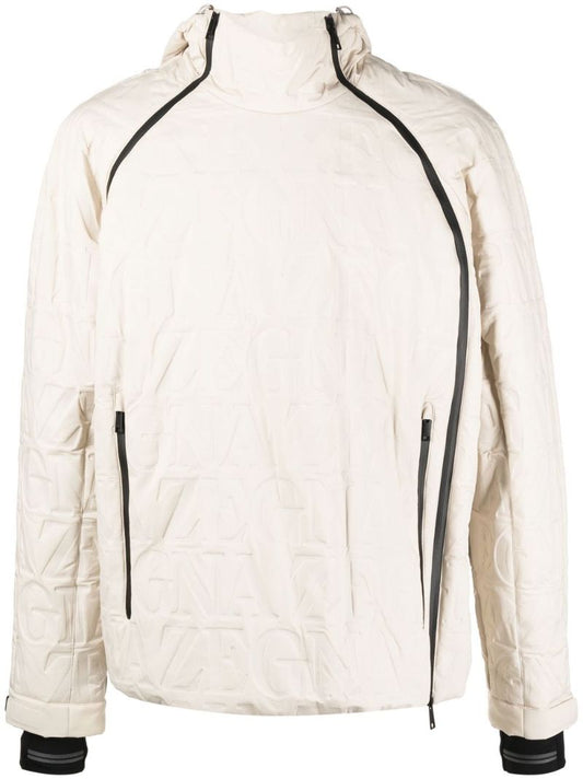 White Debossed Logo Hooded Jacket