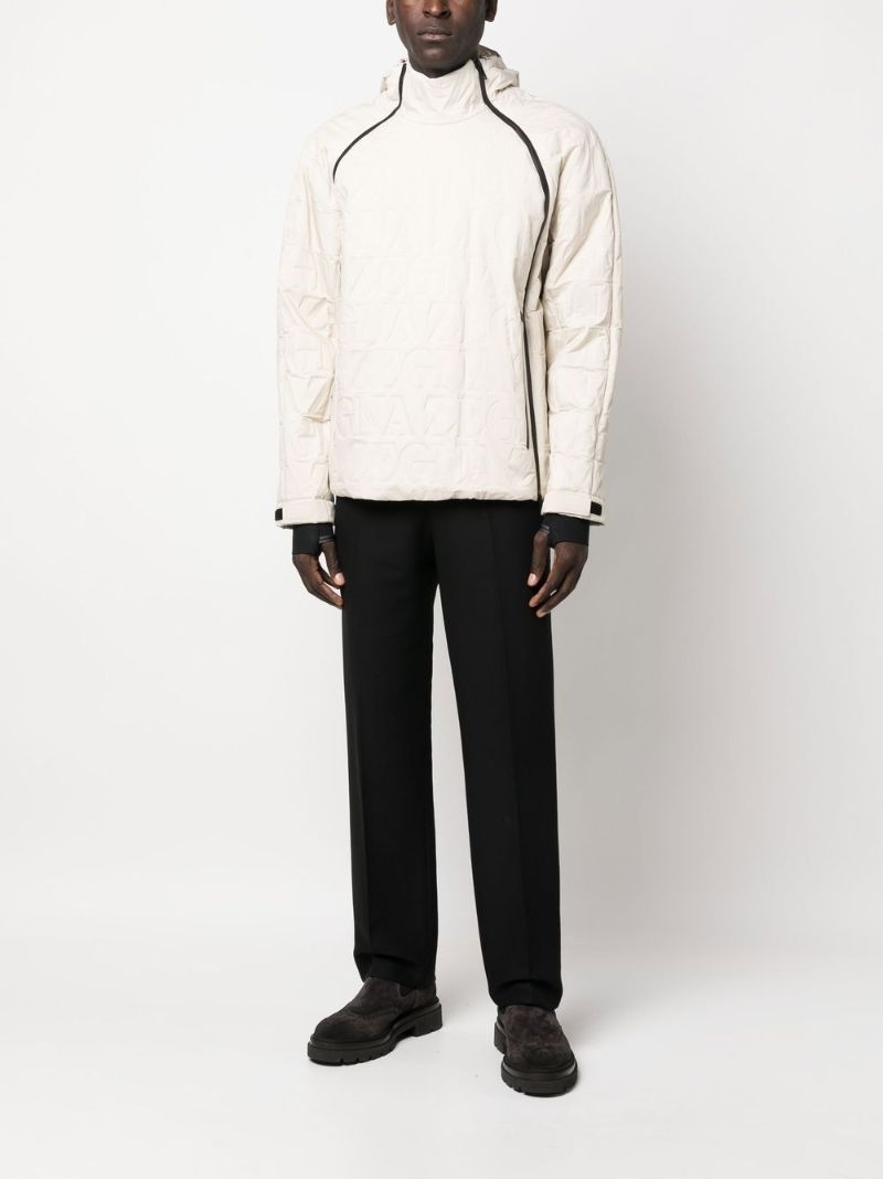 White Debossed Logo Hooded Jacket