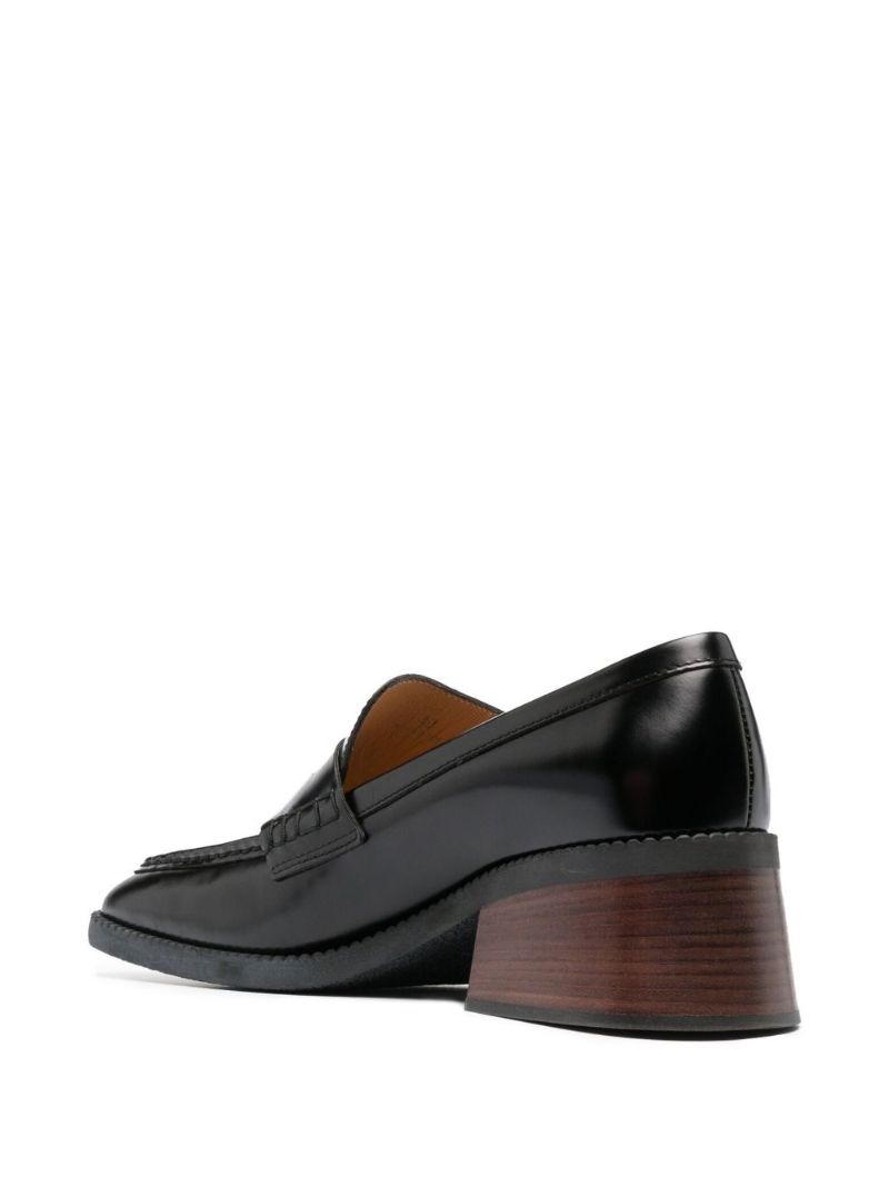 Black Block Heel 55 Leather Loafers