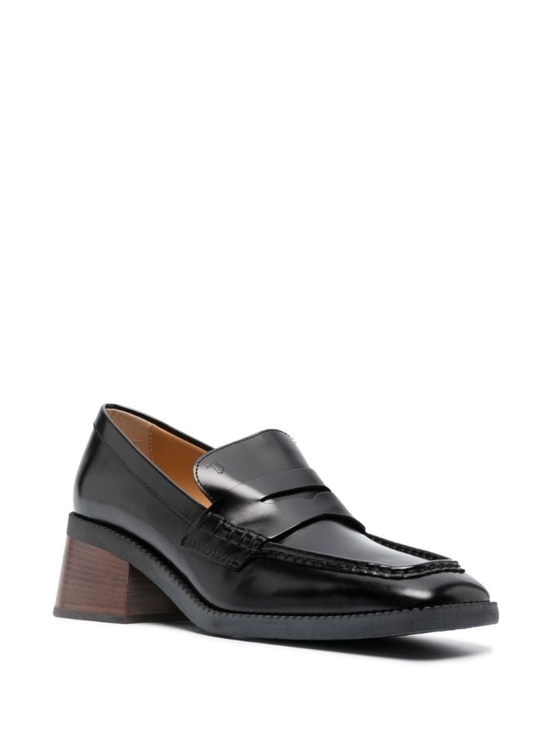 Black Block Heel 55 Leather Loafers