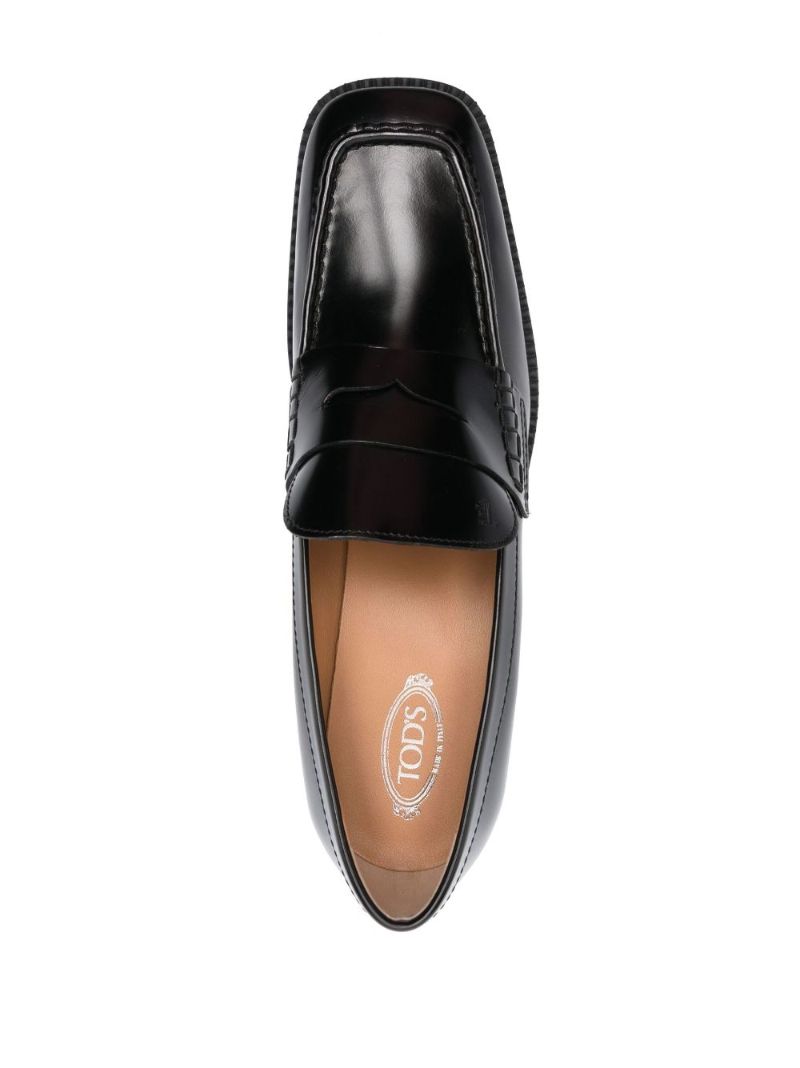 Black Block Heel 55 Leather Loafers
