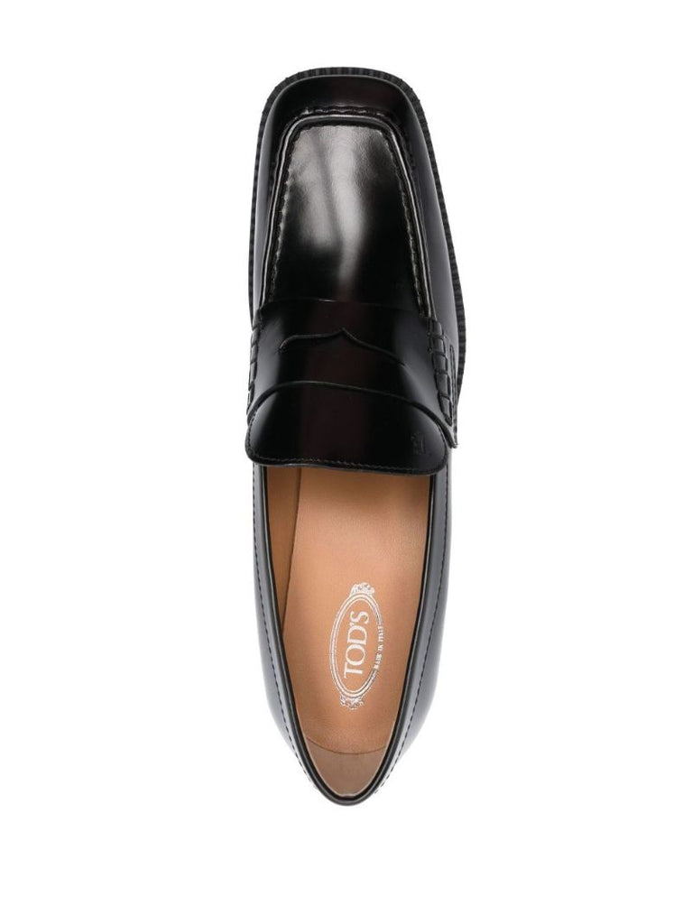 Black Block Heel 55 Leather Loafers