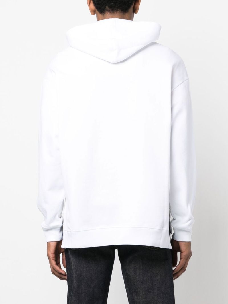 White Dqm Smile Logo Cotton Hoodie