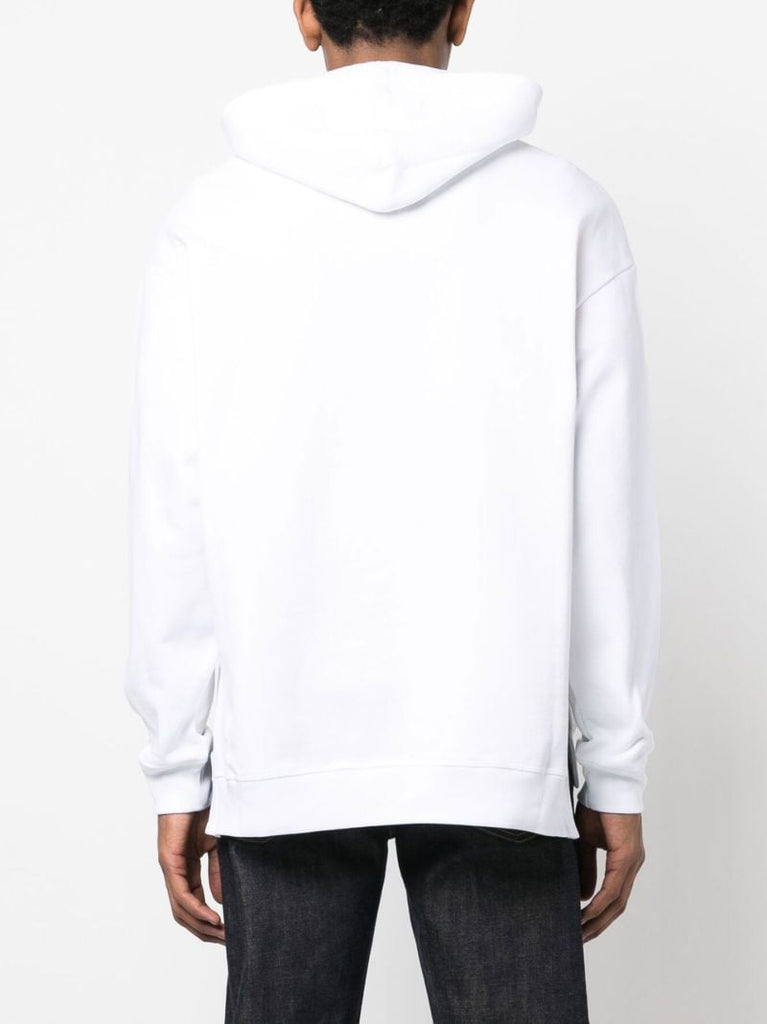 White Dqm Smile Logo Cotton Hoodie