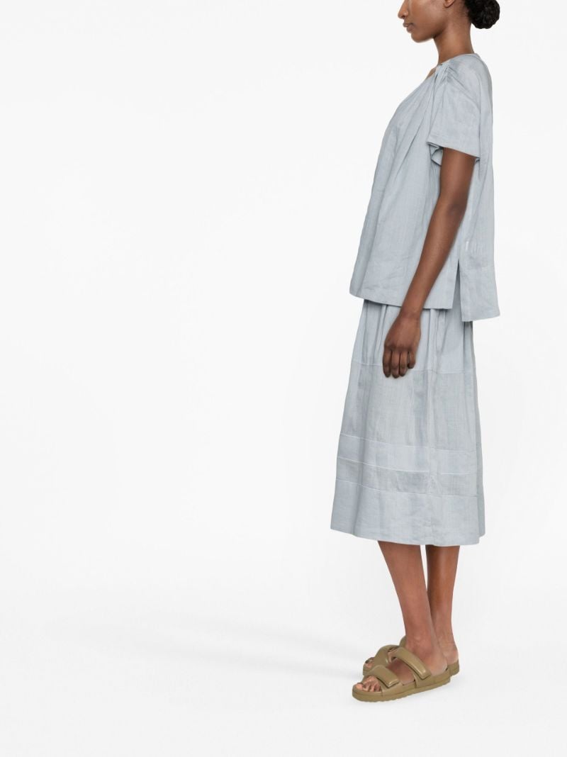 Blue Ramie Voile Fletcher Blouse