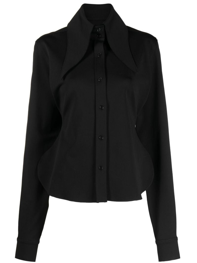 Black Ione Exaggerated-collar Shirt
