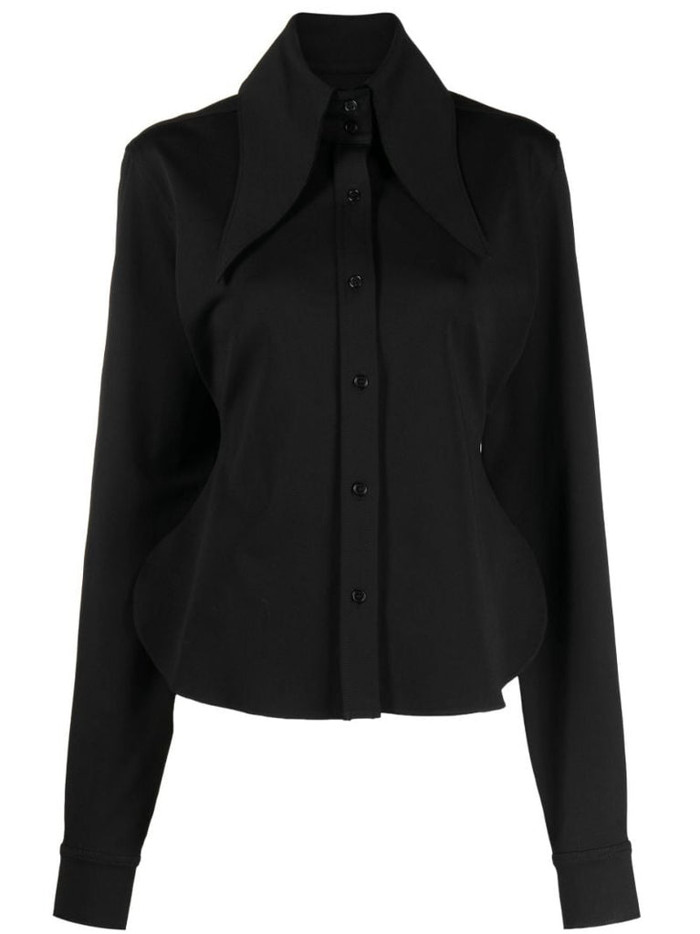 Black Ione Exaggerated-collar Shirt