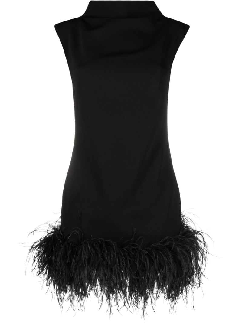 Black Nyx Feather-trim Mini Dress