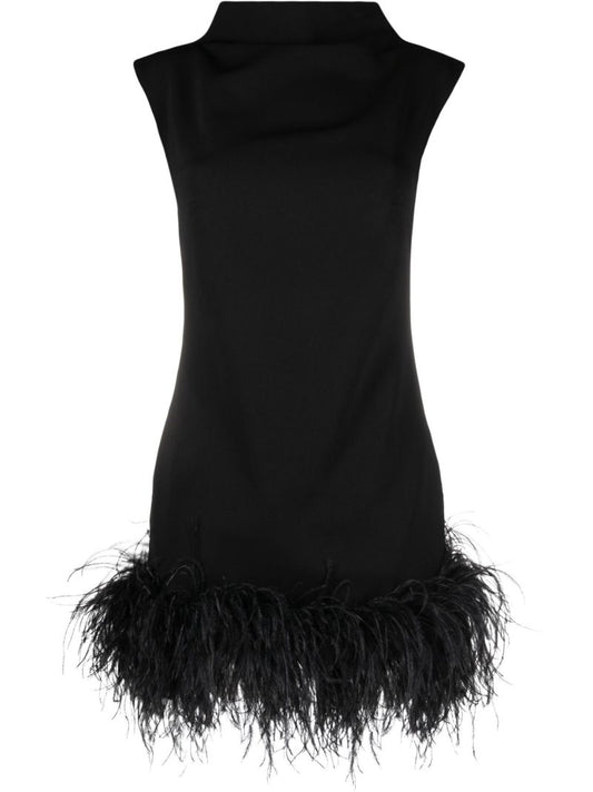 Black Nyx Feather-trim Mini Dress