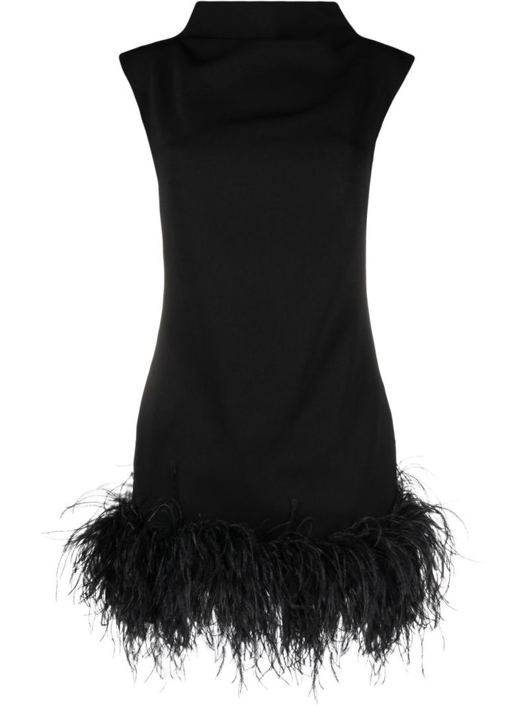 Black Nyx Feather-trim Mini Dress