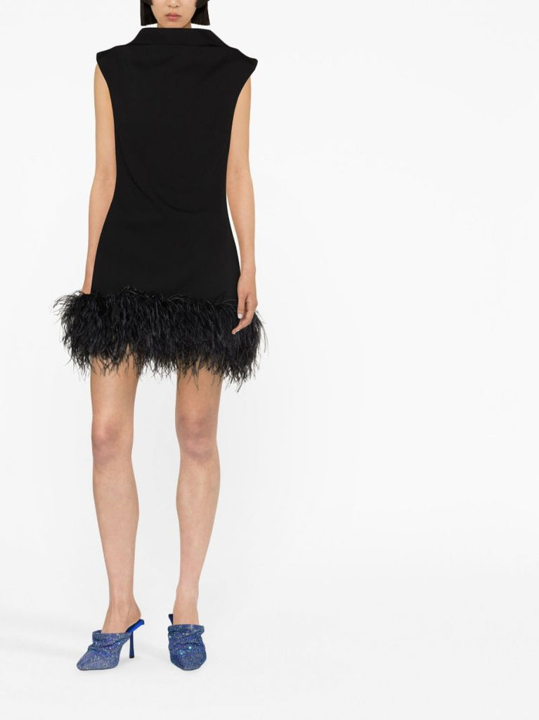 Black Nyx Feather-trim Mini Dress