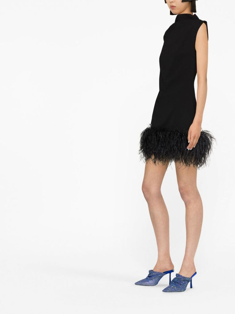 Black Nyx Feather-trim Mini Dress