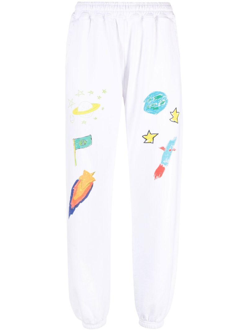 White Saturn Cotton Track Pants