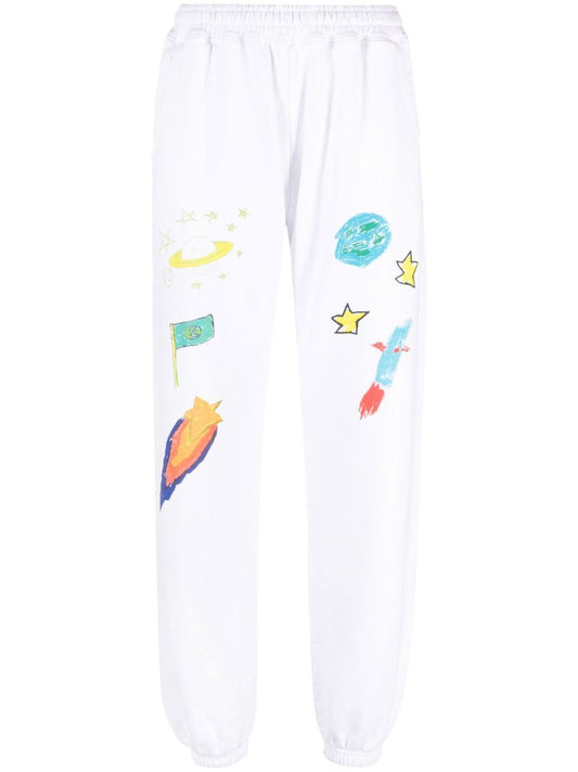 White Saturn Cotton Track Pants