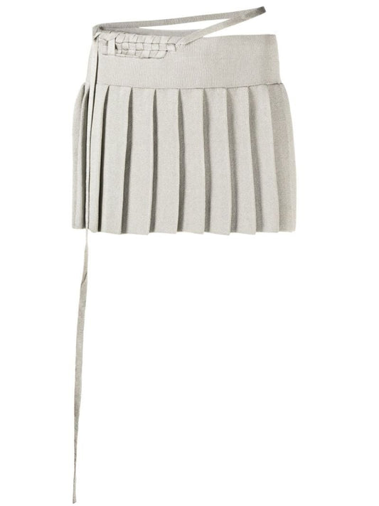 Grey Pleated Mini Skirt