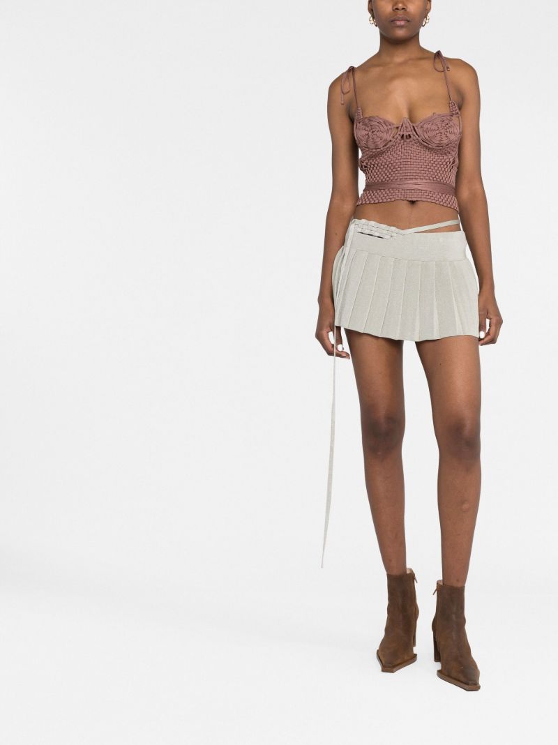Grey Pleated Mini Skirt