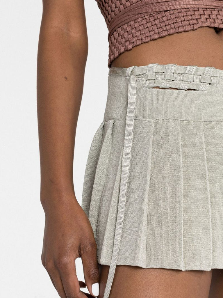 Grey Pleated Mini Skirt