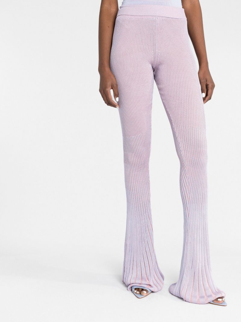 Purple Jelly Ribbed Knit Flared Trousers