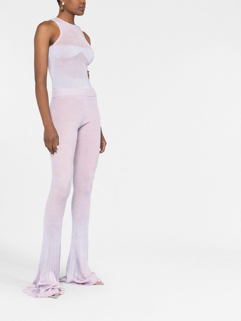 Purple Jelly Ribbed Knit Flared Trousers