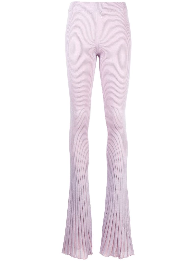 Purple Jelly Ribbed Knit Flared Trousers
