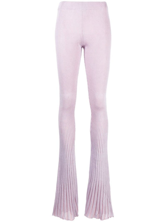 Purple Jelly Ribbed Knit Flared Trousers