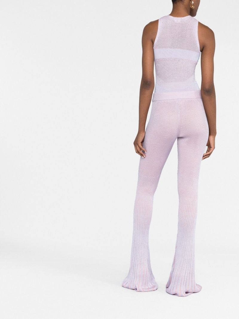 Purple Jelly Ribbed Knit Flared Trousers