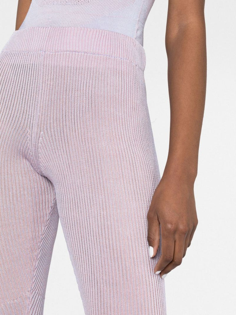 Purple Jelly Ribbed Knit Flared Trousers