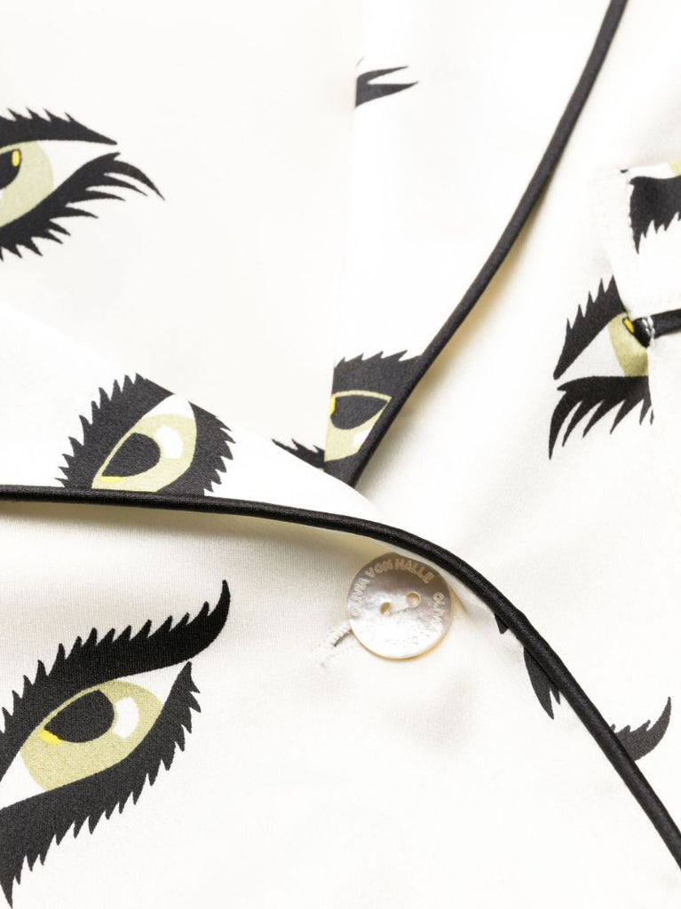 White Lila Hydra Silk Satin Pyjamas