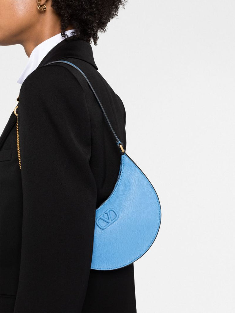 Blue Vlogo Mini Leather Shoulder Bag