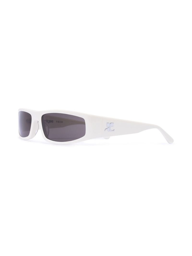 White Techno Rectangle Sunglasses