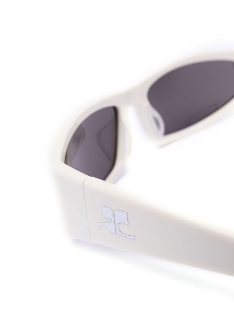 White Techno Rectangle Sunglasses