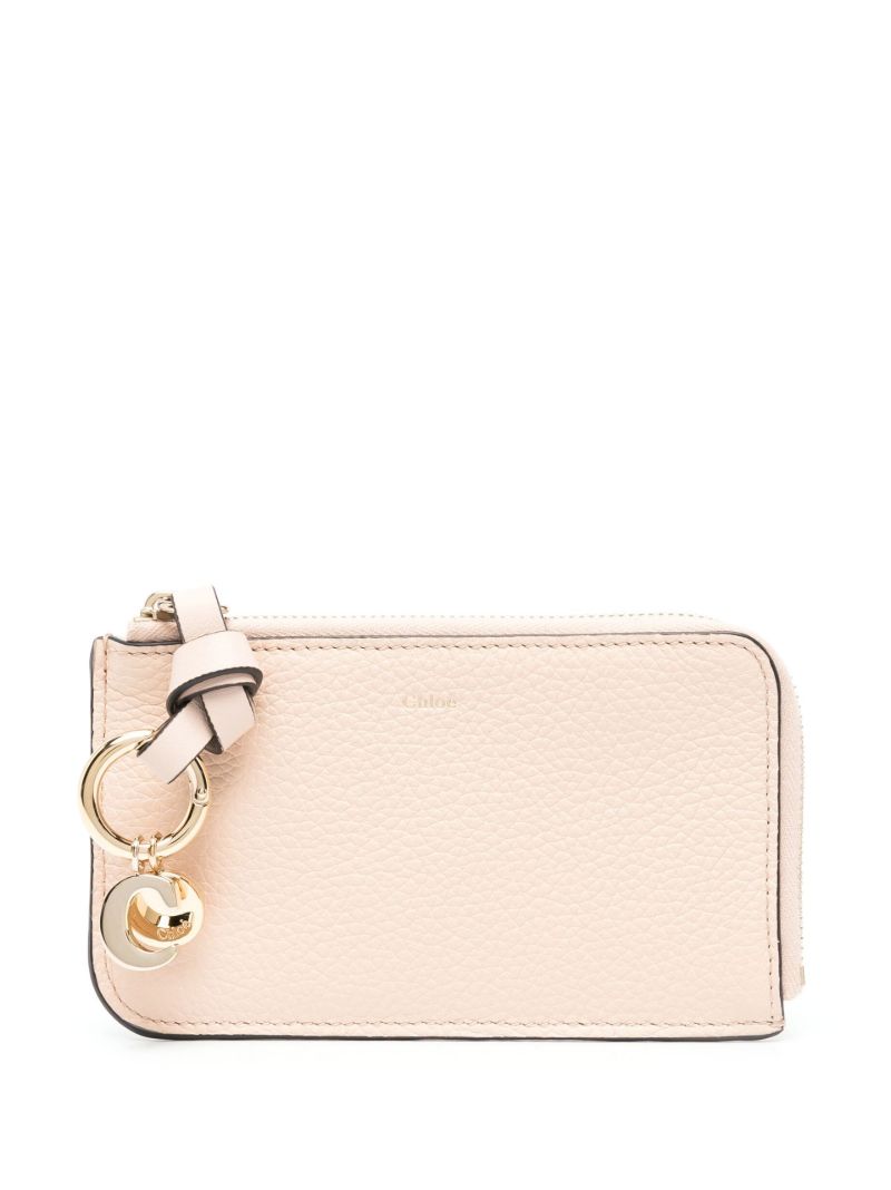Pink Alphabet Leather Zipped Card Holder