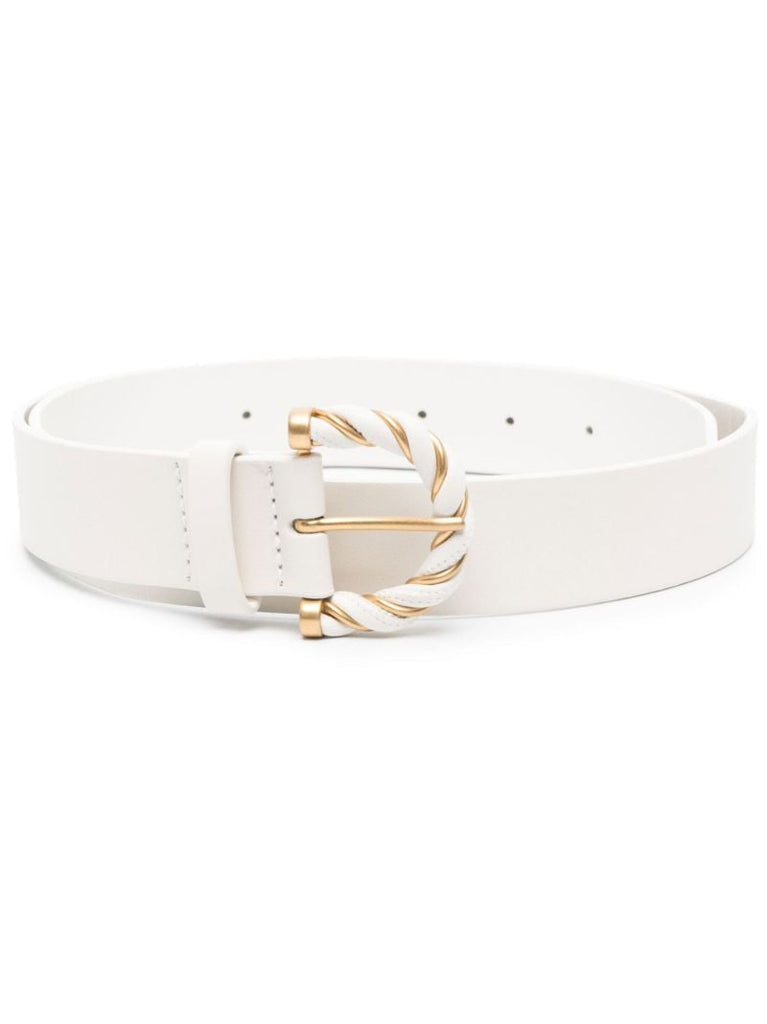 White Twist Buckle Leather Belt
