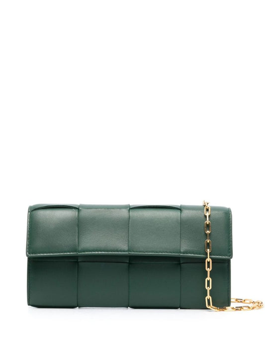 Green Cassette Leather Chain Wallet