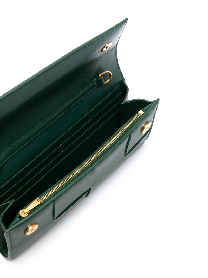 Green Cassette Leather Chain Wallet