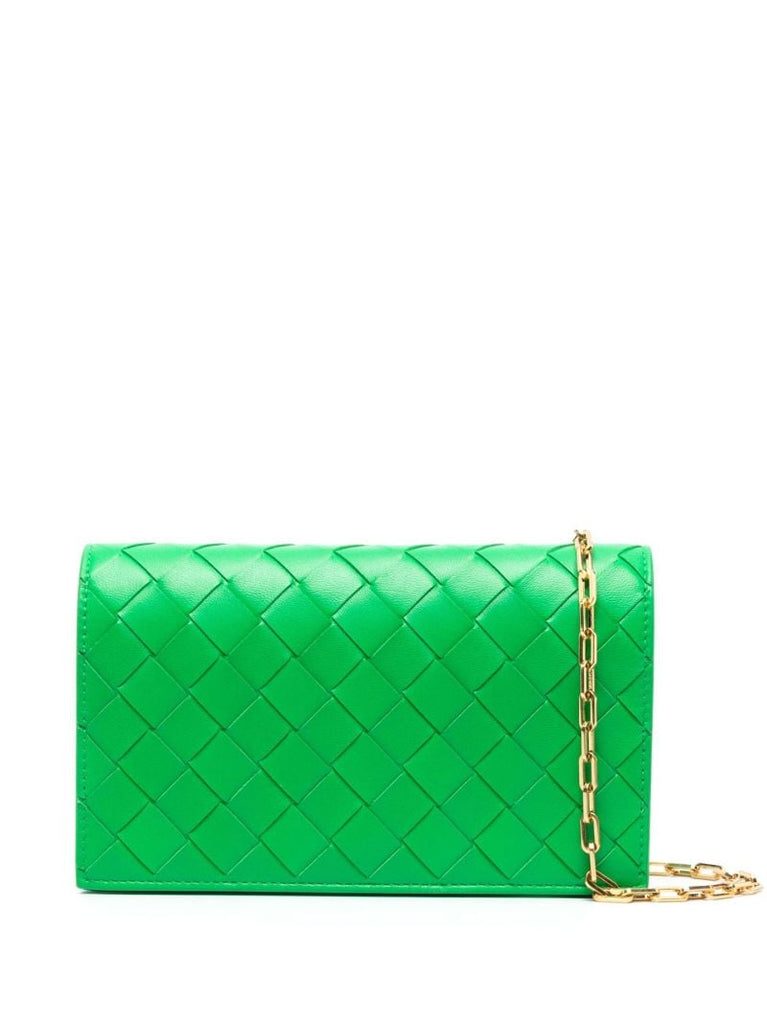 Green Classic Leather Chain Wallet
