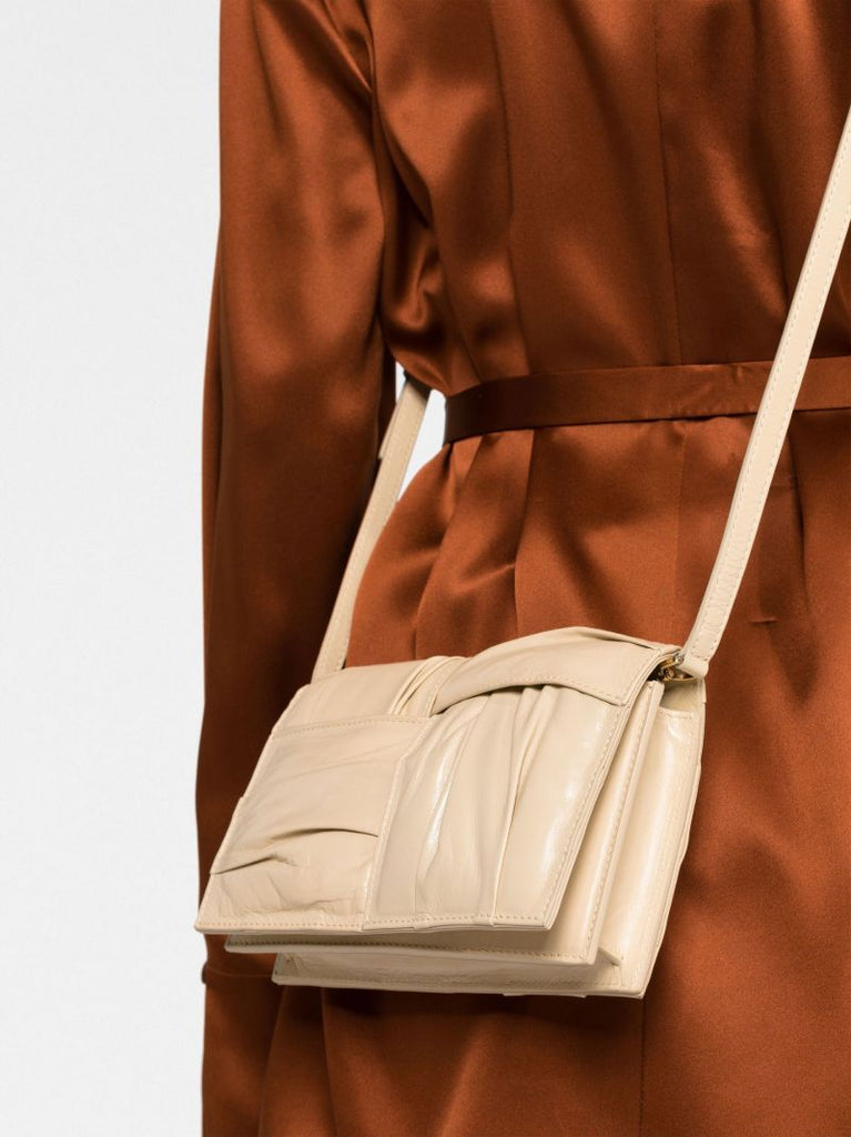 Beige Mini Cassette Cross Body Bag