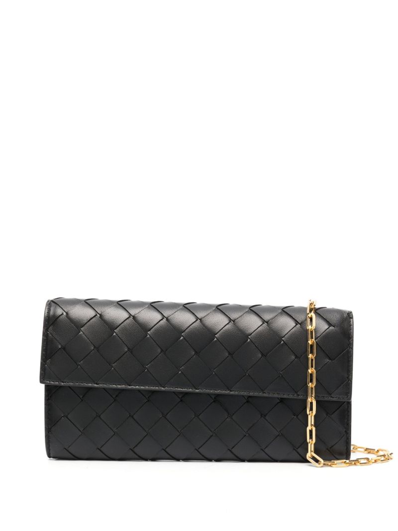 Black Intrecciato Leather Clutch Bag