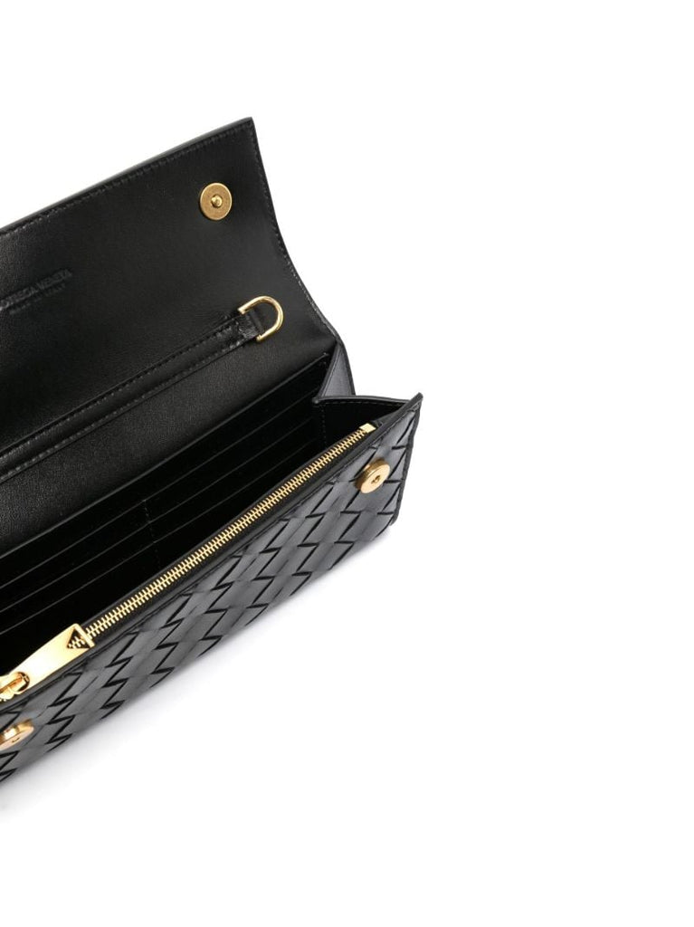 Black Intrecciato Leather Clutch Bag