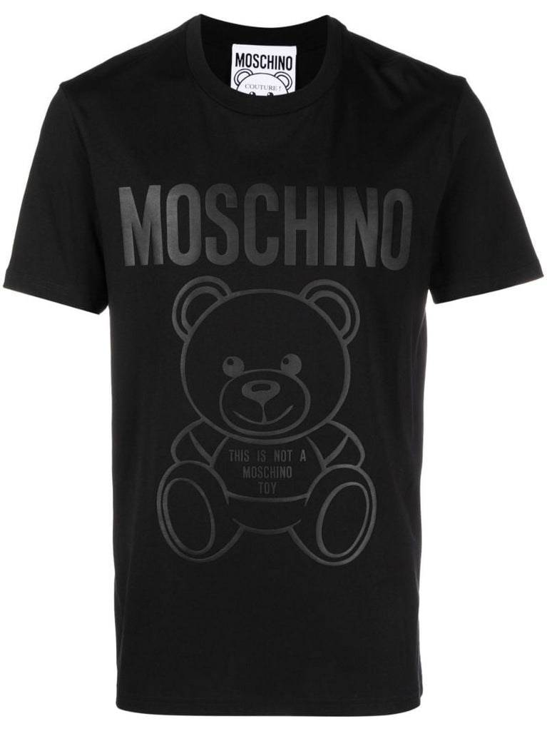 Black Teddy Bear Logo Cotton T-shirt