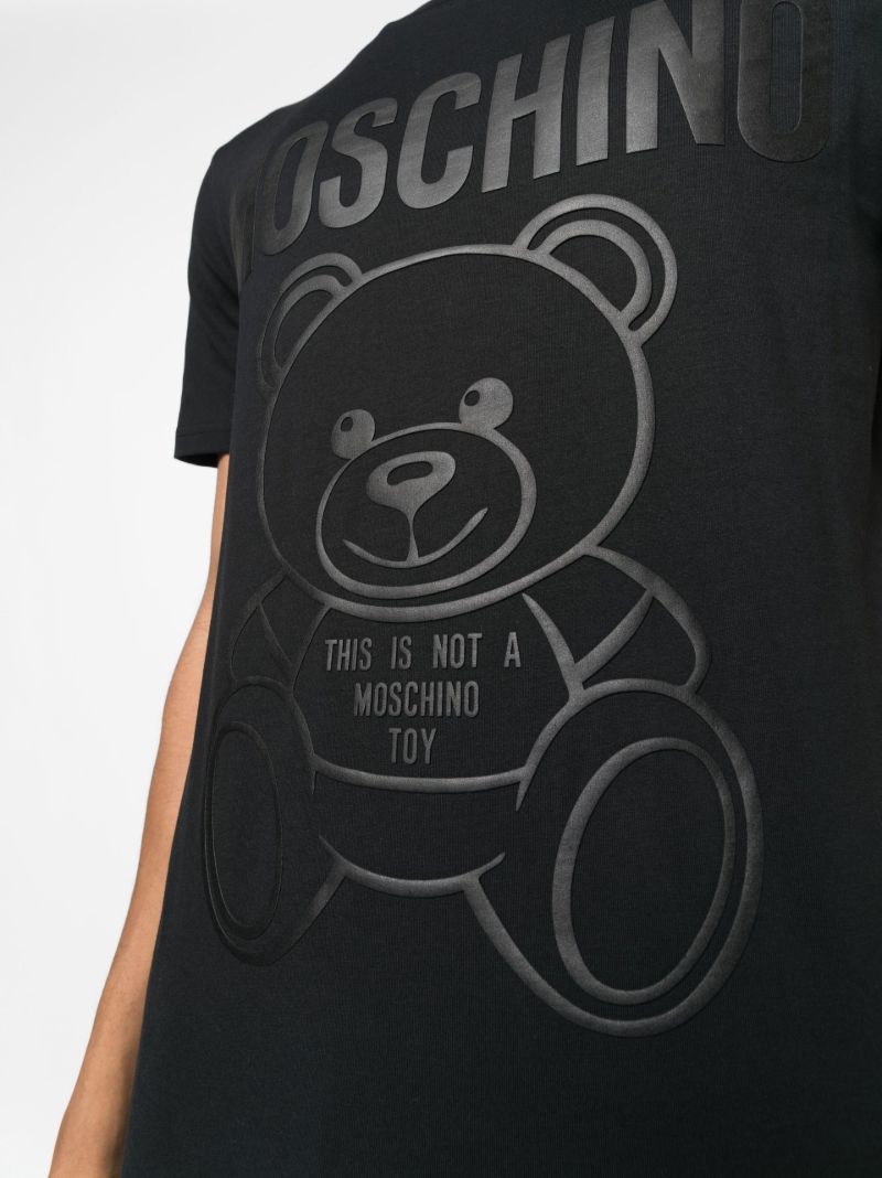 Black Teddy Bear Logo Cotton T-shirt